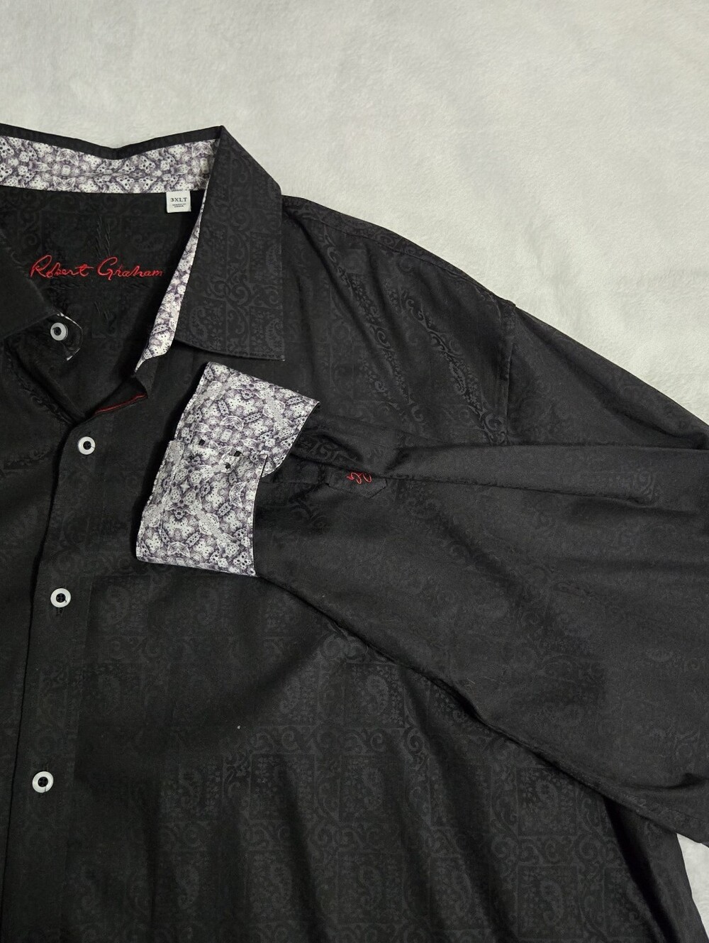 Robert Graham Classic Fit Men’s Paisley Print Black Button Down Shirt Sz 3XLT
